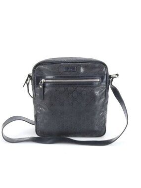 Gucci GG Supreme Leather Shoulder Bag Crossbody Messenger Black Rem